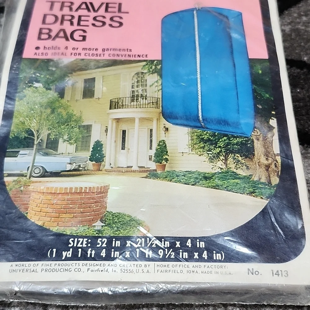1970 UNIVERSAL TRAVEL DRESS BAG GRAY GARMENTS CLOSET CONVENIENCE ZIP-BAG